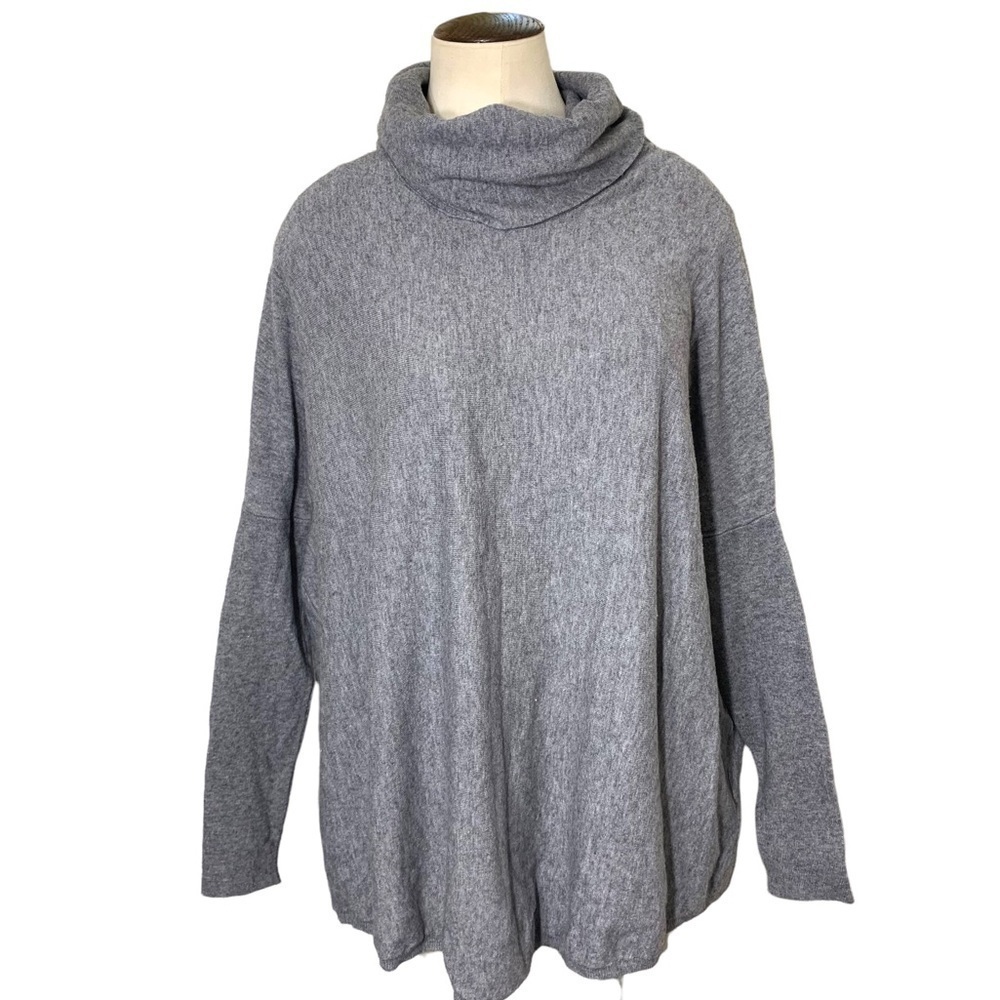 𝅺cyrus Grey Comfy Cozy Oversize Knit Sweater Bat's Wings Sleeves Cowlneck Sz S